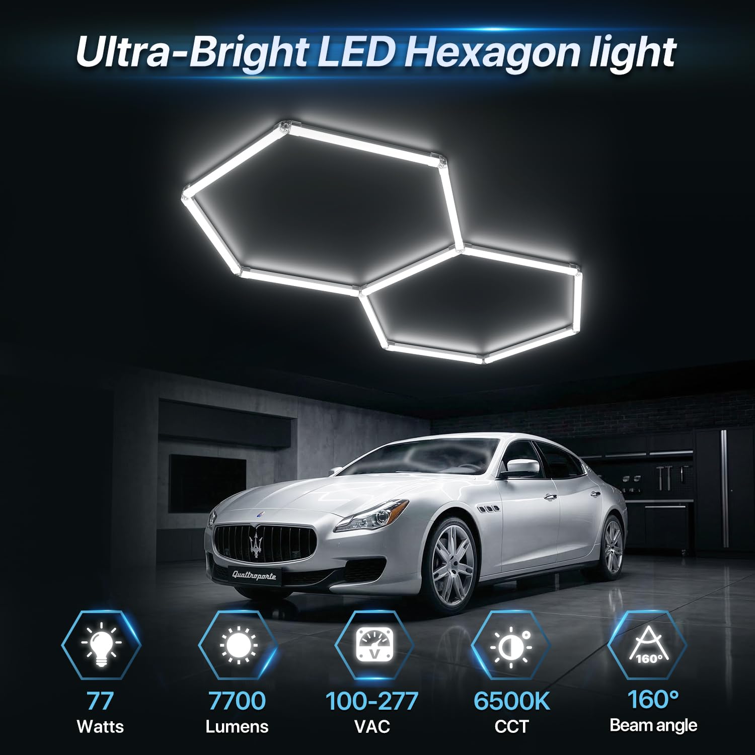 hxoテーブル用　fawproducts Lighting mat HYPERLITE Gen II Hexagon Garage Lights: 77W 7700LM 2 Grids DIY